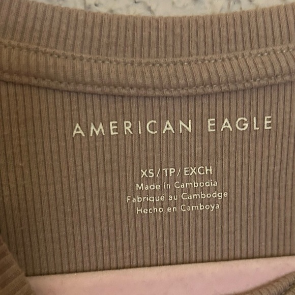 American Eagle Outfitters Tan Ribbed Butterfly Cropped Tank Top Size XS Y2K - Picture 2 of 5